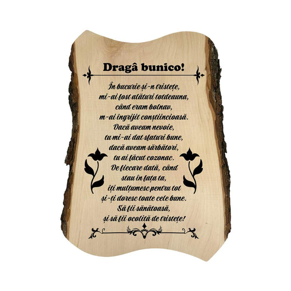 Placheta lemn - Draga bunico!